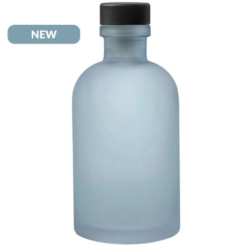 Apothecary Reed Diffuser Bottle Set, Black Cork, 8 oz, Frosted Sky Blue NEW