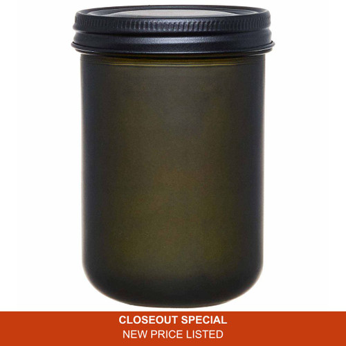 16 oz Toledo Glass Jar Clear 86/460 Thread with Black Metal Lid - Sample