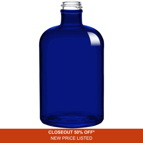 15 oz Apothecary Glass Bottle Cobalt Blue 28mm Thread