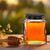 3.4 oz Square Glass Jar 43mm Thread with Honey and Black Metal Screw Cap