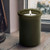 6 oz Round Candle Glass Container Frosted Vintage Green with Candle by Window