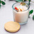 Neo10 Natural Bamboo Lid, 82mm Diameter with Heavy Glass Candle 