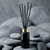 Apothecary Reed Diffuser Bottle Set, Gold Screw Cap, 4 oz Glossy Black with Smooth Rocks