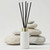 Apothecary Reed Diffuser Bottle Set, Gold Screw Cap, 4 oz Matte White with Rock Towers