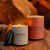 12 oz Calypso Glass Jar with Terracotta and Earth Grey Candles and Natural Bamboo Lid and Black Bamboo Lid