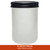 16 oz Toledo Glass Jar Clear 86/460 Thread with Black Metal Lid - Sample