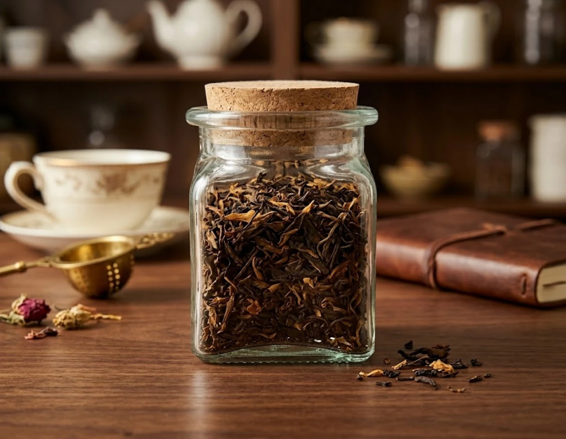 Classic square glass jar for specialty foods