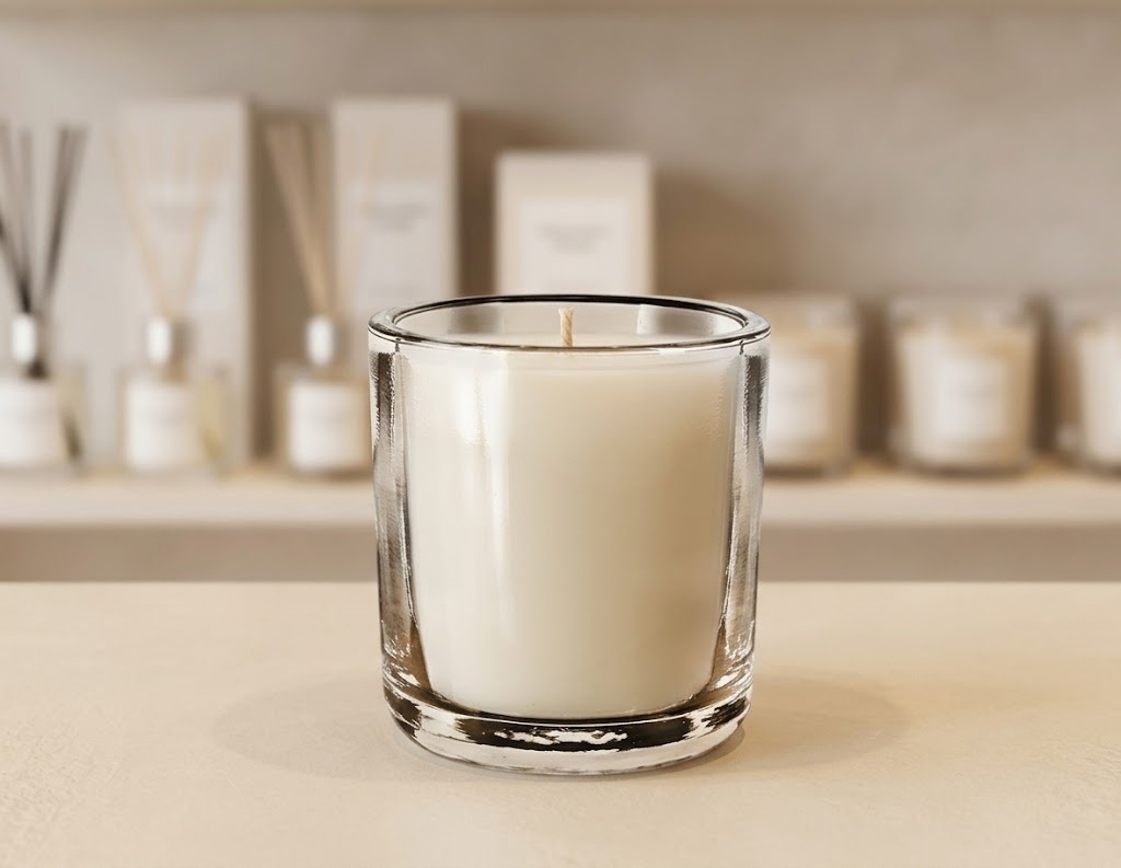8.5 oz heavy glass candle jar with thick walls and weighted base