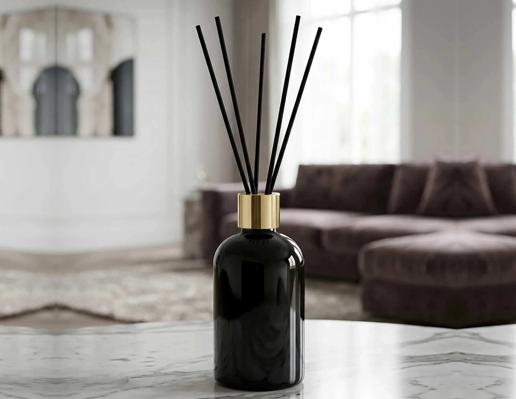8 oz Apothecary reed diffuser bottle set with polished gold cap