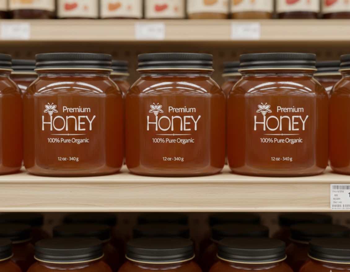 8 oz apothecary glass jar for honey and liquid foods