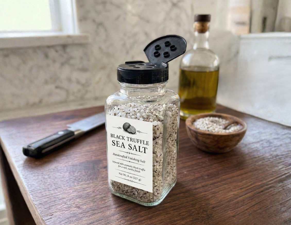 8 oz Orleans Square glass seasoning shaker bottle with 5-hole spice cap