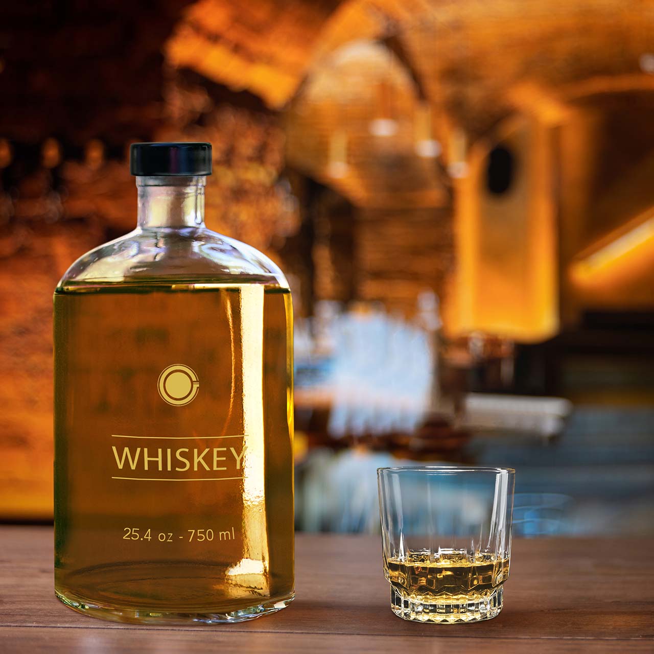 Whiskey Bottle in a distillery