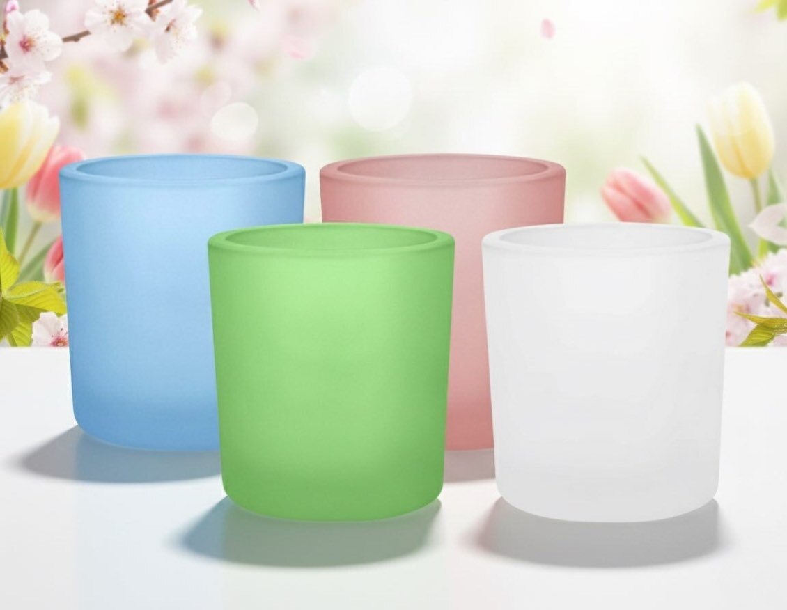 Frosted Spring Color Candle Jar