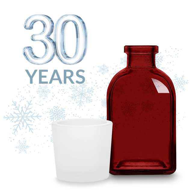 30 year holiday promotion with rio bottle and heavy glass jar