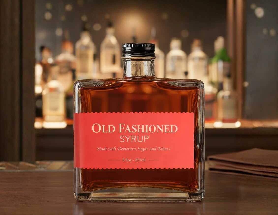 Matic rectangular glass bottle for syrups and beverage mixes