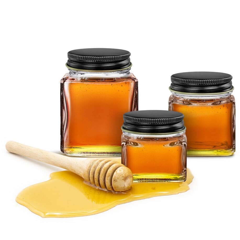 Glassnow Small Square Glass Honey Jars