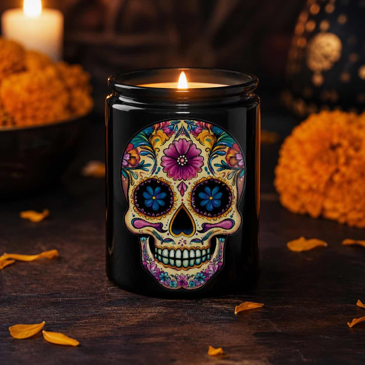 Sugar skull candle atmosphere