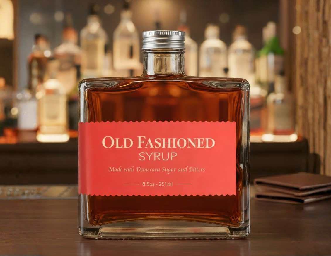 Matic rectangular glass bottle for syrups and beverage mixes