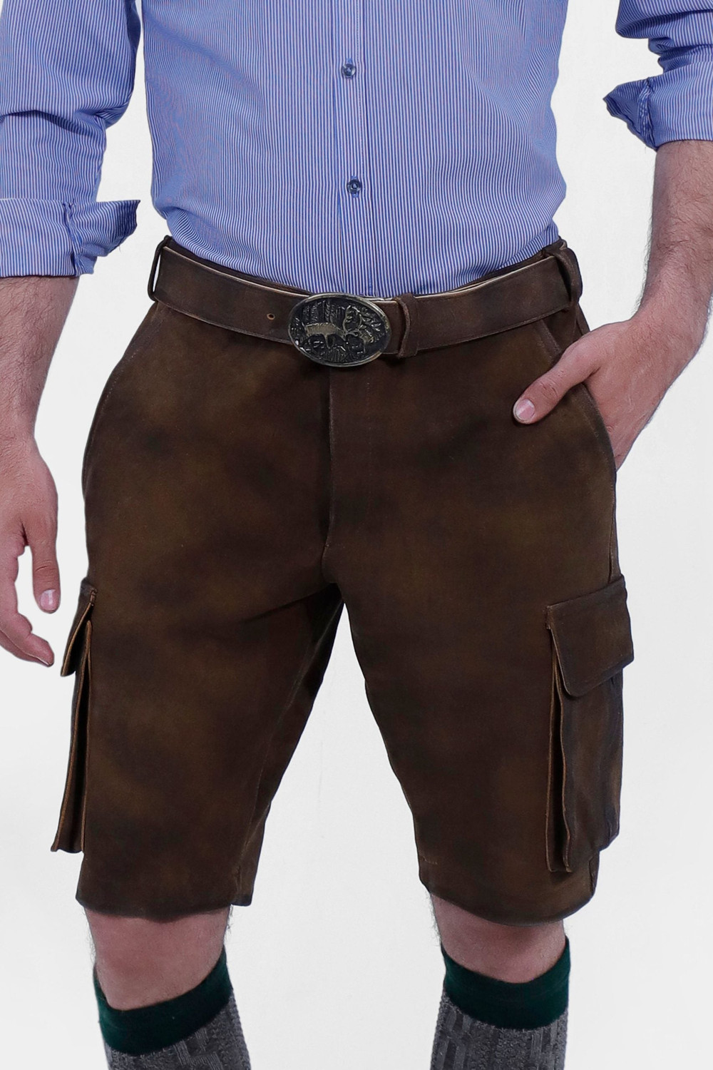 Galileo Cargo Leather Lederhosen Shorts