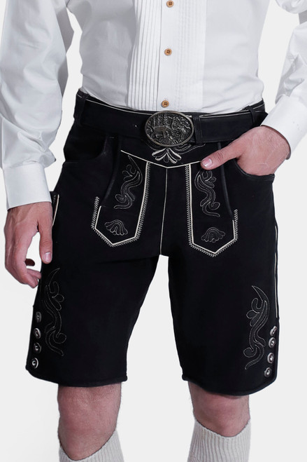 Edelweiss Black Lederhosen shorts for men