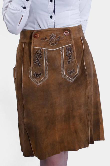 Jennifer Traditional Lederhosen Skirt in Brown