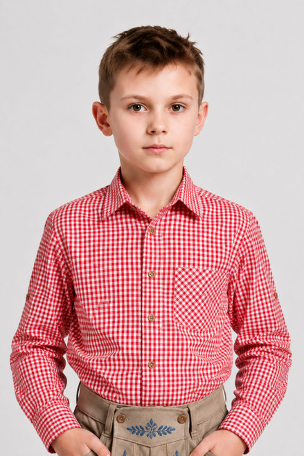 Noah Kids Red Check Cotten Shirt