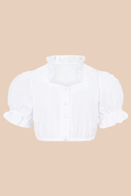 Stylish girls’ traditional blouse perfect for kids’ dirndl, also suitable with skirts or trousers for a classic look.