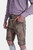 Closed side view of a Man wearing "Chiemsee Castle Elite Lederhosen" in Opal Mist with intricate embroidery, paired with a checkered shirt.