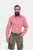 Close-up of traditional German lederhosen with detailed embroidery and red checkered shirt."