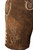 Side view of lederhosen bike shorts with decorative stitching and leather lace-up details, providing a rugged yet classic Bavarian look.