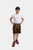 Full body view of a young boy in Elias Lederhosen, showcasing the detailed side embroidery and knife pocket.