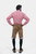 Rear view of a man wearing Oktoberfest Tulsa Lederhosen and dark green socks, showcasing the detailed embroidery on the back of the shorts.