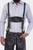 The man in Lederhosen with suspenders, displaying the traditional Bavarian attire from the front.