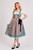 Bavarian long dirndl dress in green with pink apron