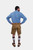 A man standing in profile, wearing the Edelweiss Lederhosen, showcasing the knee-length and side pocket details