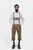  Front view of a man wearing the Edinburgh Castle Bundhosen with suspenders, paired with a white shirt, traditional socks and brown shoes.