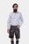 Full front view of a man in the John Denver Lederhosen in Smoky Charcoal, paired with a light grey shirt, traditional socks, and shoes.
