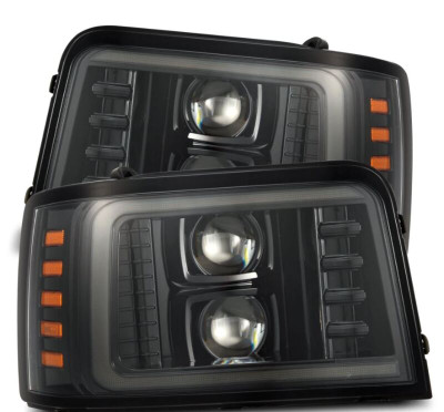 AlphaRex 92-96 Ford F-Series/Bronco PRO-Series Proj Headlights Alpha-Blk w/Seq. Sig & DRL - 880265 Photo - Primary