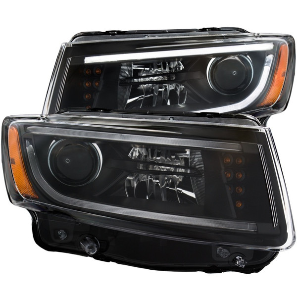 ANZO 2014-2015 Jeep Grand Cherokee Projector Headlights w/ Plank Style Design Black - 111329