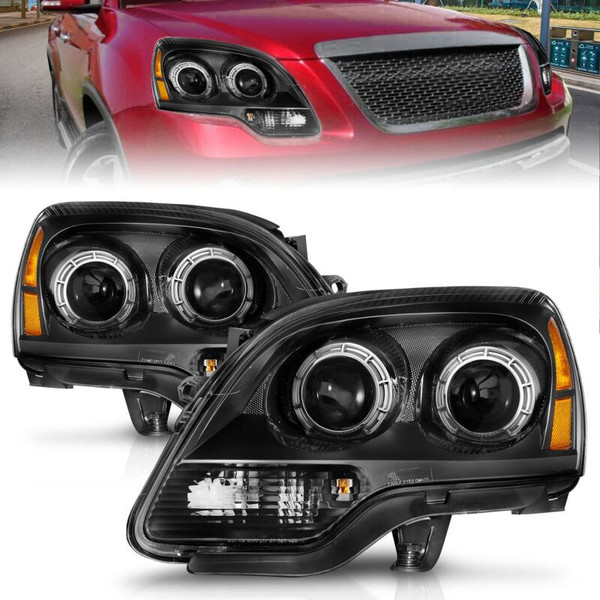 ANZO 2007-2012 GMC Acadia Projector Headlights Black Housing - 111530