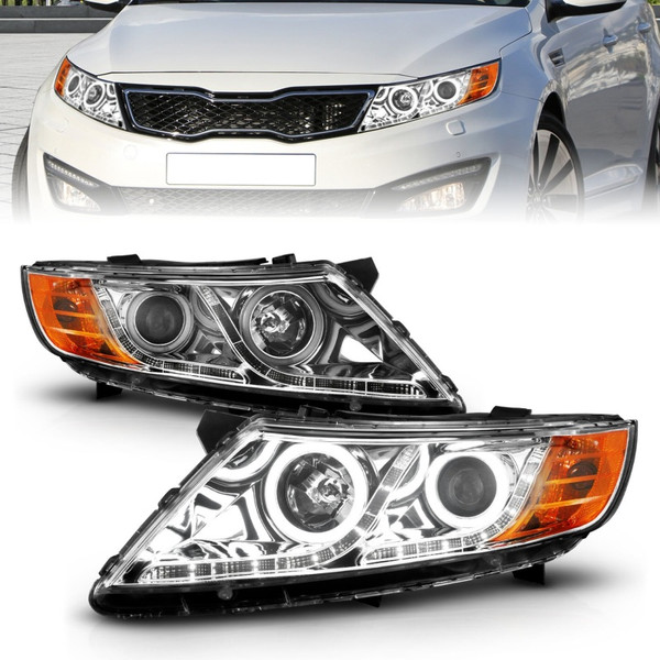 ANZO 2011-2013 Kia Optima Projector Headlights w/ Halo Chrome (CCFL) - 121459