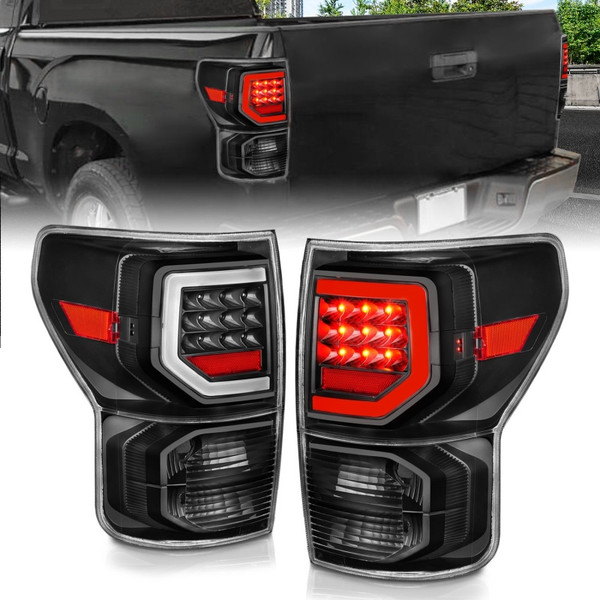 ANZO 07-11 Toyota Tundra Full LED Taillights Black Housing Clear Lens G2 (w/C light Bars) - 311386