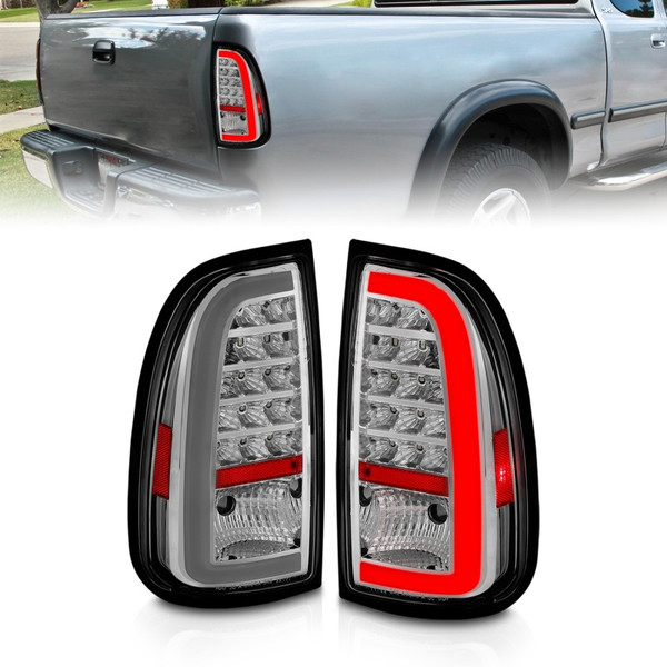 ANZO 00-06 Toyota Tundra LED Taillights w/ Light Bar Chrome Housing Clear Lens - 311413