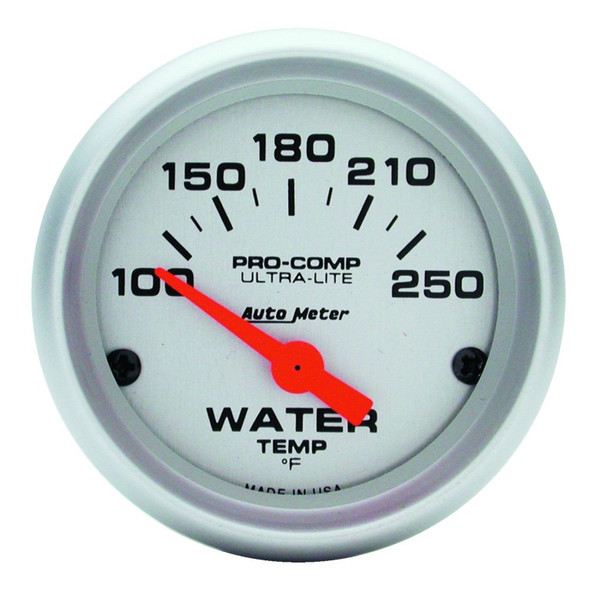Autometer Ultra-Lite 52mm 100-250 Deg F Short Sweep ElectricWater Temp Gauge - 4337
