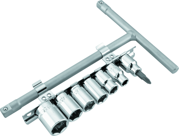 BikeMaster 3/8in Drive T-handle Set (8mm/10mm/12mm/13mm/14mm/17mm/#2 Phillips) - 151547
