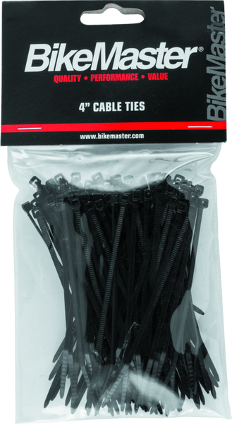 BikeMaster 4in Cable Ties (Pack of 100) - Black - 151672