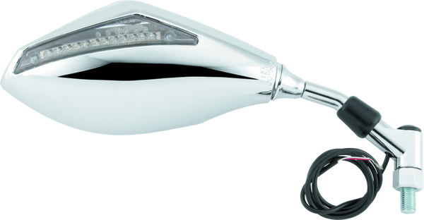 BikeMaster Universal Mirror with Integrated Turn Signals 10mm - Pair - Chrome - 600298