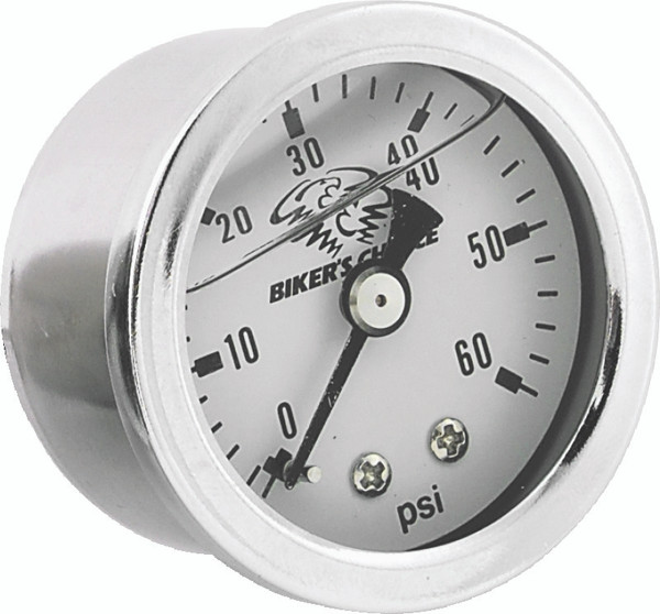 Bikers Choice White Face Liquid Filled Oil Pressure Gauge 0-60 Psi 1/8 NPT - 210077