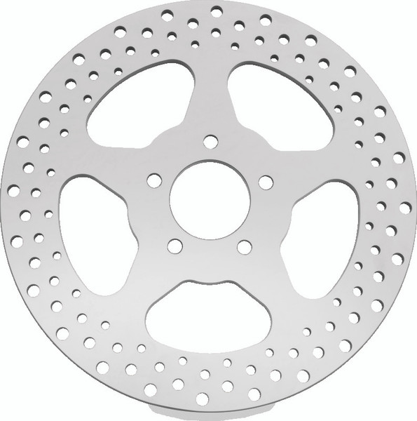 Bikers Choice 00-17 Big Twin 11.5 Inch Polished Frt 5 Spoke Drilled Stnless Rotor Repl H-D 44156-00 - 619973