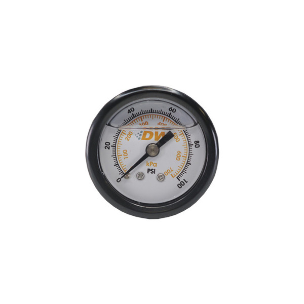 DeatschWerks 0-100 PSI 1/8in NPT Mechanical Fuel Pressure Gauge 1.5in Diameter Black Housing - 6-01-GL